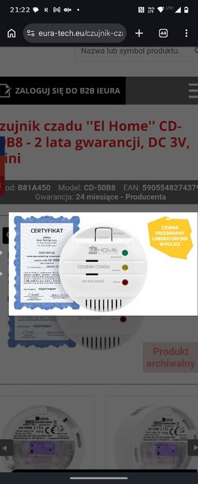 Czujnik czadu tlenku węgla