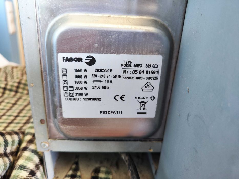 Microondas Encastre Fagor MW3-309CEX  Para reparar