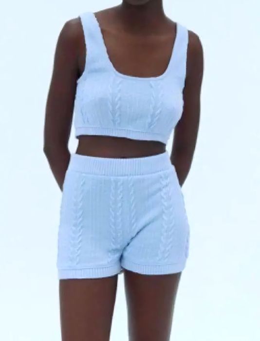 Dzianinowy crop top z warkoczowym splotem Zara 40 L