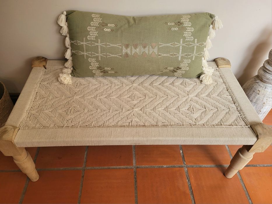 banco, banqueta, canape, macrame, decoração, rustico