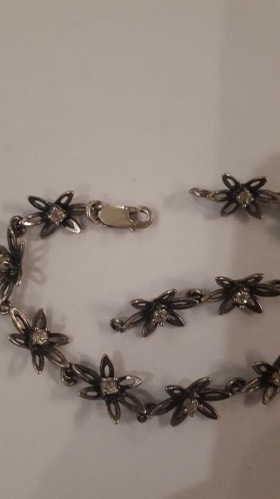 bransoletka srebrna kwiatuszki