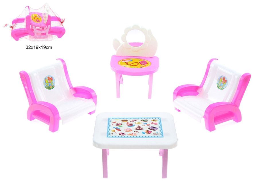 Zestaw mebelki dla lalek toaletka fotele stół 0615
