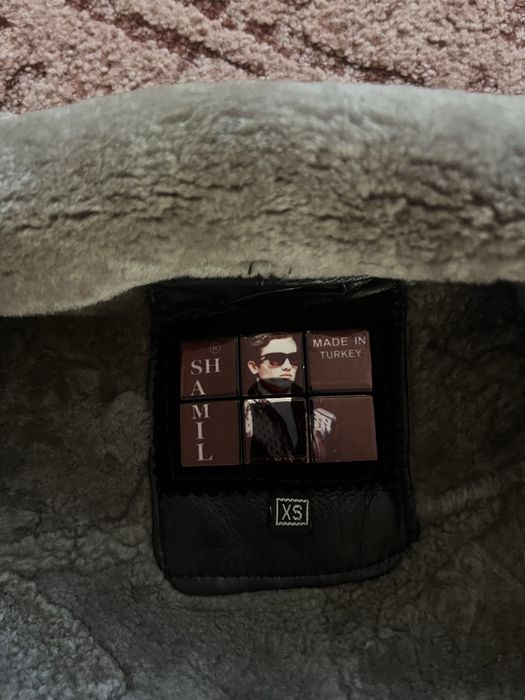 Чоловіча шкіряна куртка з утепленням (овчина), XS