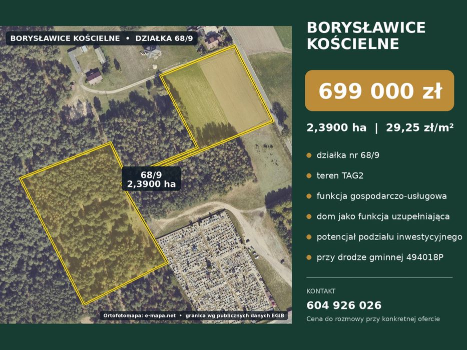 Działka inwestycyjna 2,39 ha – TAG2 – Borysławice Kościelne - Widok 2
