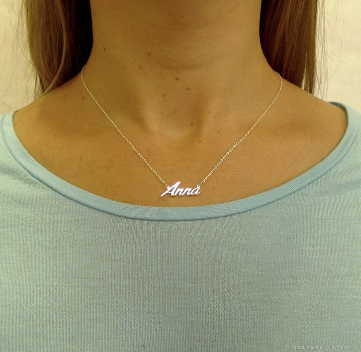 Серебряный кулон с именем Anna,  подвеска имя Anna на цепочке