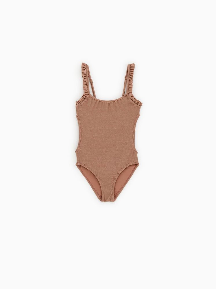 Zara Str J K Pielowy Jednocz Ciowy Z Metalizowan Nude L