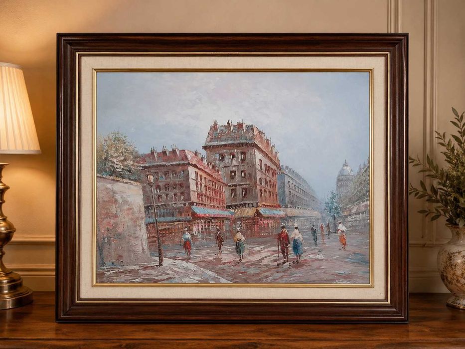 Antigo quadro a óleo " L'Avenue de L'Ópera" - réplica Camile Pissarro
