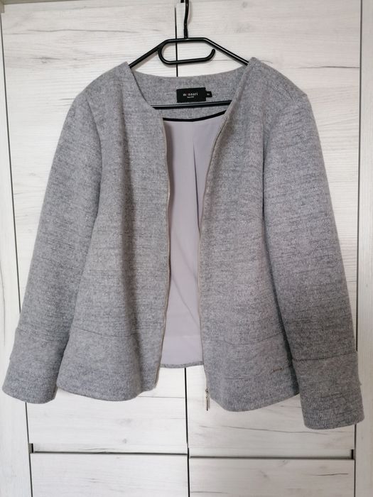 Szary sweter wełniany monnari 46 rozpinany kardigan marynarka żakiet