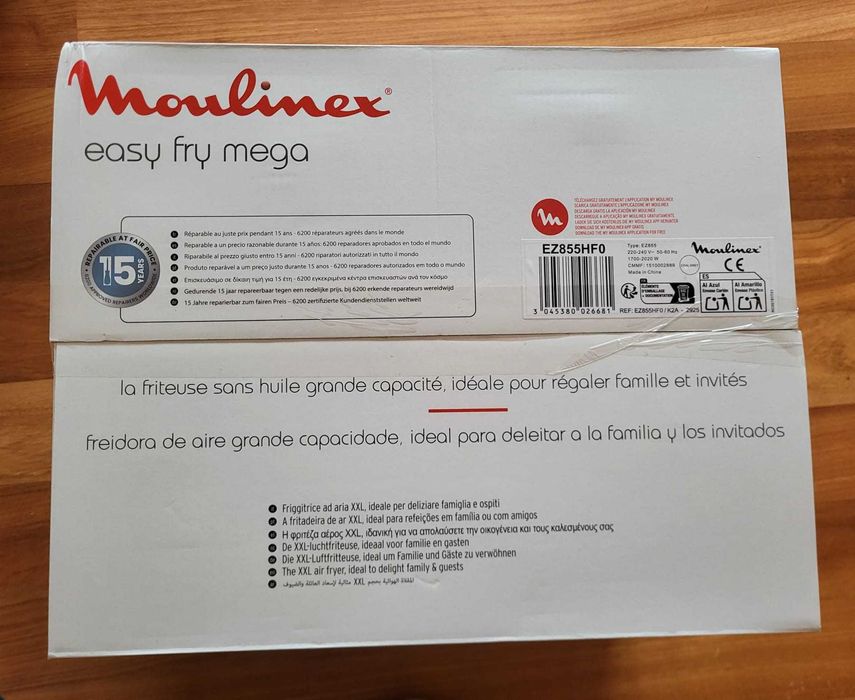 Nova/Embalagem selada - AirFryer Moulinex EZ855HF0 EasyFry Mega 7.5L