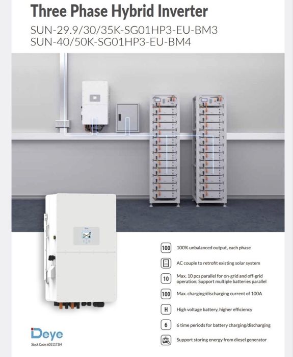 В НАЯВНОСТІ ! Інвертор гібридний Deye 5kw 6kw 8kw 10kw 12kw + АКБ Deye