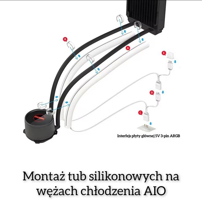 Nakładka silikonowa aRGB na węże chłodzenia wodnego AK350