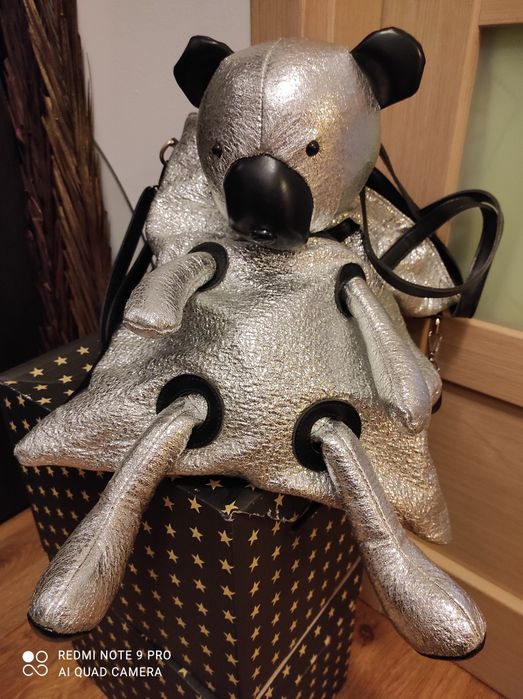 Torebka torba misiu srebrna silver