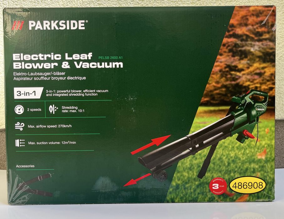 Електричний садовий пилосос-повітродувка PARKSIDE® PLS 2600 B2 (3 в 1)