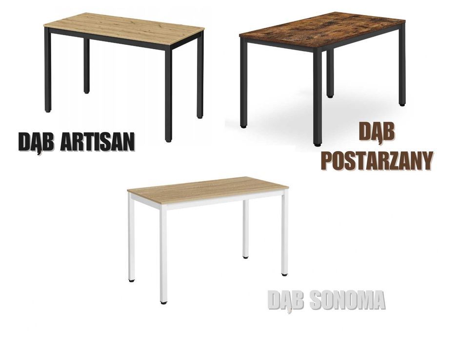 NOWY Stół z Krzesłami do Salonu Kuchni Jadalni Biały Drewniany Loft FV