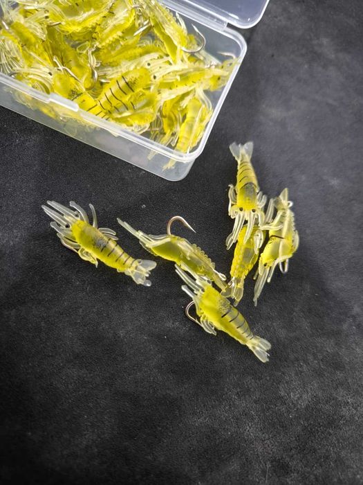 15 Iscas Artificiais de Camarão Realista com Anzol para pesca Prof