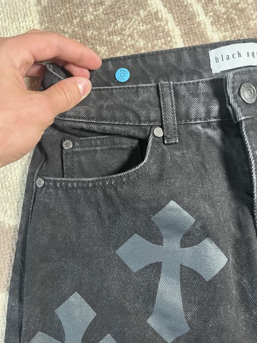 джинси в стилі Chrome Hearts Cross Patch Black Denim.