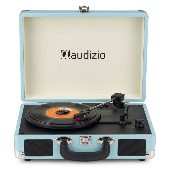 Gramofon Retro Bluetooth Głośniki AUX in Miętowy Gramofon w Walizce