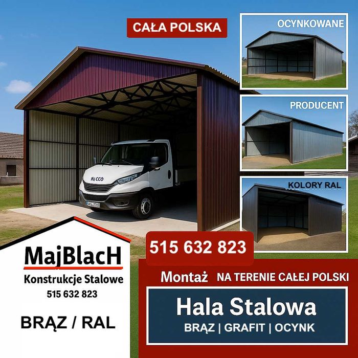 Garaż Blaszany Grafitowy Magazyn Stalowy – Wiata – Hala  – Maj-BlacH