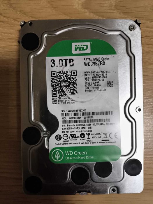 WD Green 3TB WD30EZRX SATA 3.5” – SMART OK, test rozszerzony NAS