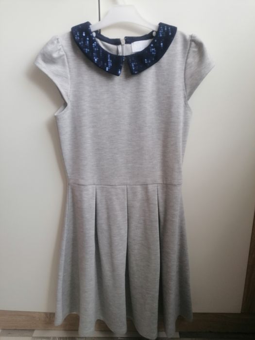 Sukienka szara dzianinowa 134 cekiny Coolclub