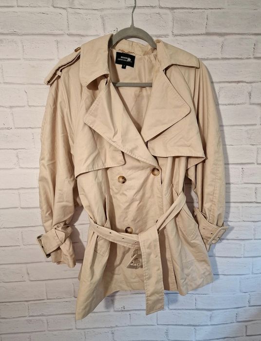 Trencz płaszcz beżowy S M oversize