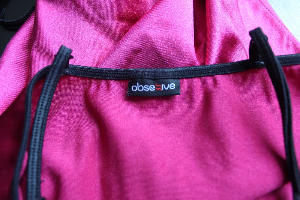 Koszulka nocna Obsessive stringi, bordowa, seksowna r. 38