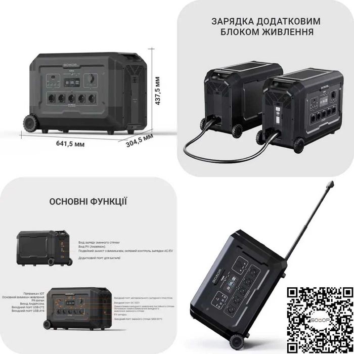 Розстрочка - Зарядна станція SOUOP S5 5000 Вт 5040Wh, 5 AC, USB, LiFePO4, APP WiFi