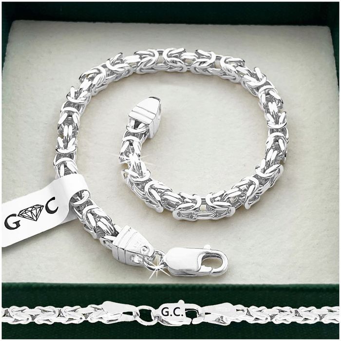 Srebrna Bransoletka Męska Splot Królewski 18cm/4,3mm Srebro 925 + Grat