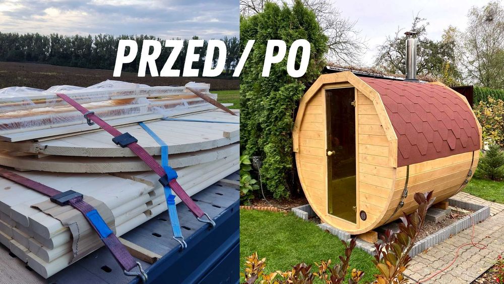 Sauna beczka ogrodowa samodzielny montaż FULL ZESTAW! 2x2
