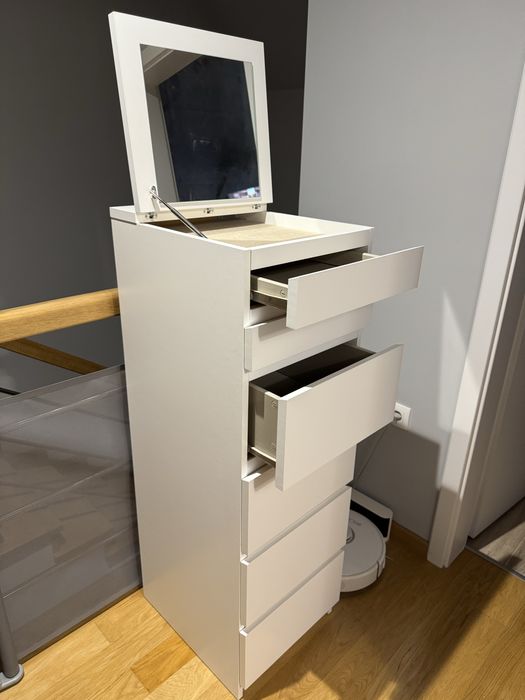 Ikea Malm komoda biała 6 szuflad/lustro 40x123