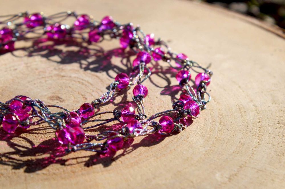 Naszyjnik na szydełku, ręcznie robiony, dla kobiety