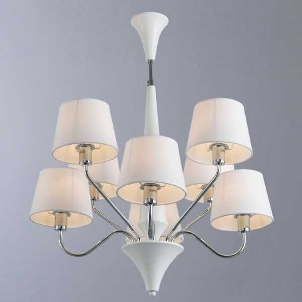 Люстра підвісна  Модерн Прованс  для спальні або вітальні Arte Lamp Gracia A1528LM-8WH, 8 плафонів, Біла-кремова для Зали, студії