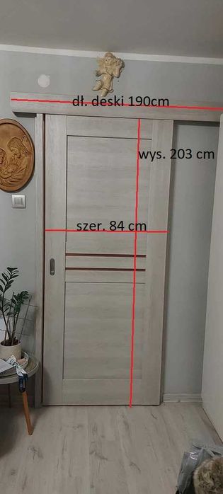Drzwi przesuwne z prowadnicą 3 szt.