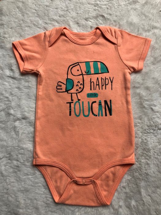 Pomarańczowe, bawełniane body z krótkim rękawem Baby