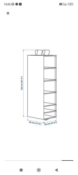 Wisząca półka Skubb 6 przegród ciemnoszary Ikea 2 sztuki