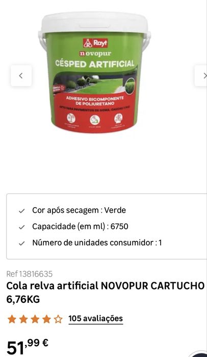 Cola para relva sintética