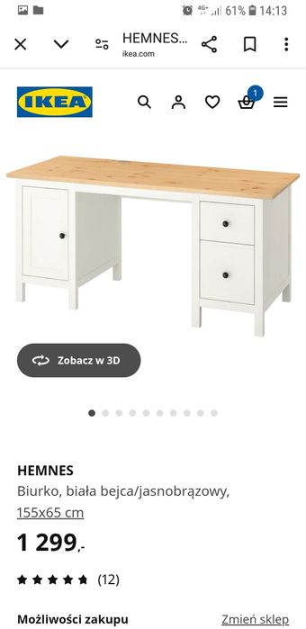 Drewniane biurko Ikea Hemnes białe