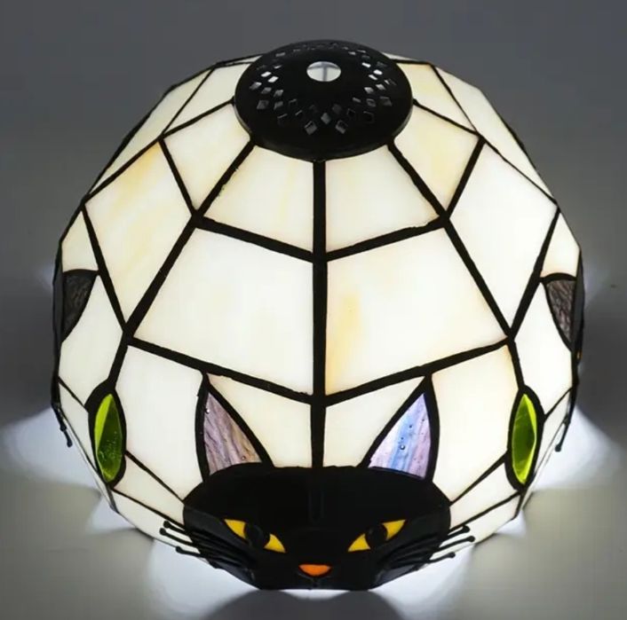 Abajur em Vidro Gato Preto