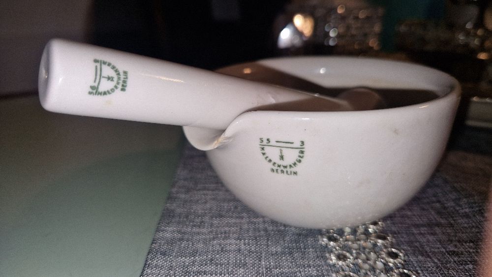 Stary porcelanowy moździerz z tłuczkiem Haldenwanger Berlin !!!Vintage