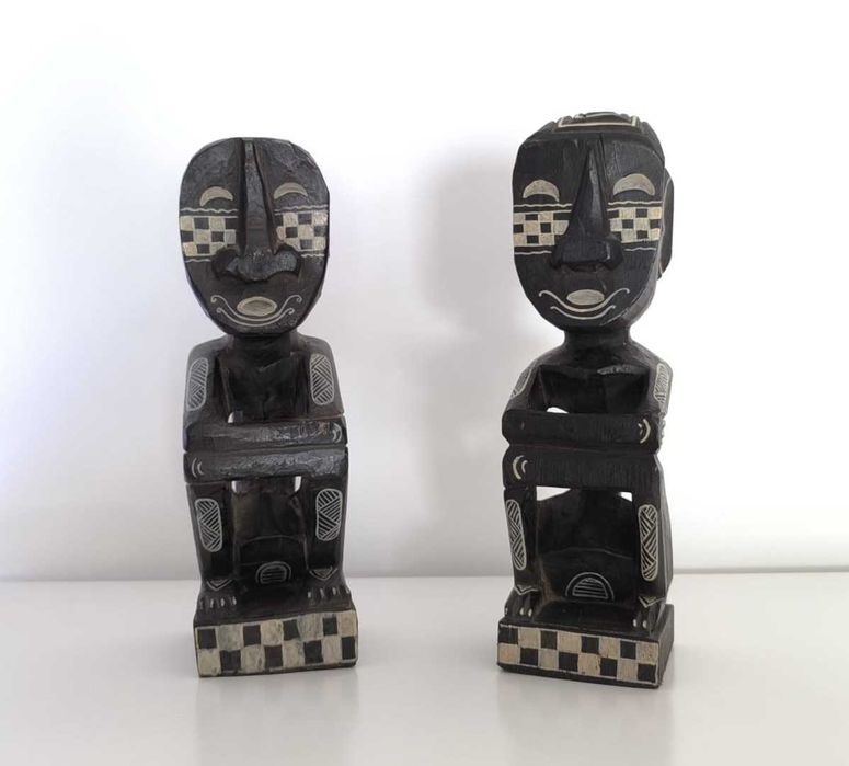 Figuras africanas em madeira - conjunto