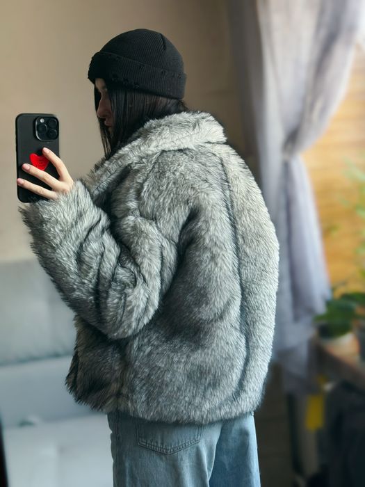 Нова еко шубка , сіра шуба