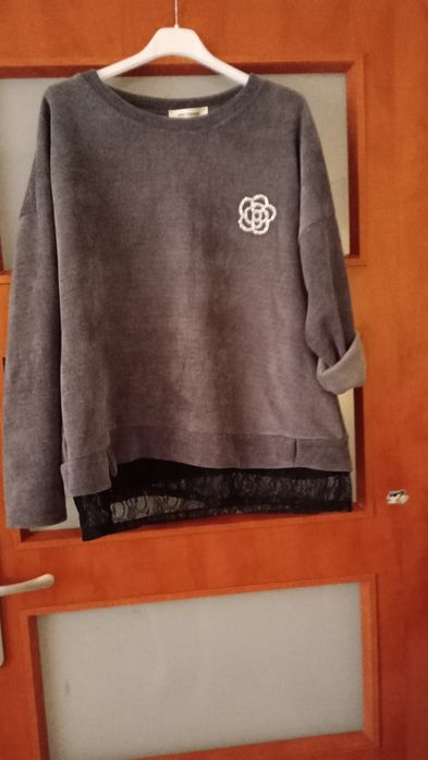 Włoska sztruks grafitowa bluza r 42 44