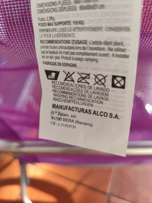 Cadeira de praia marca ALCO nova