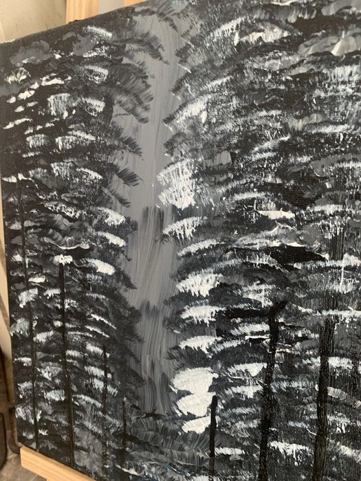 Quadro artístico original – Floresta em preto e branco