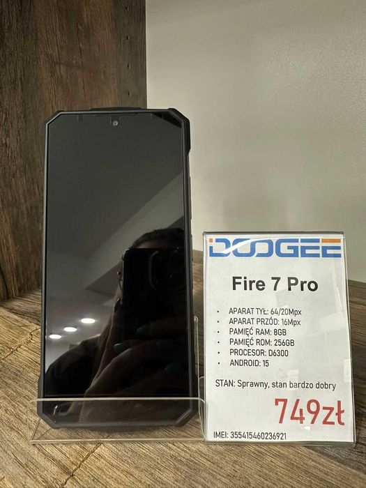 Smartfon Telefon DOOGEE Fire 7 Pro 8/256GB pancerny czarny Android: 15 stan bdb gwarancja