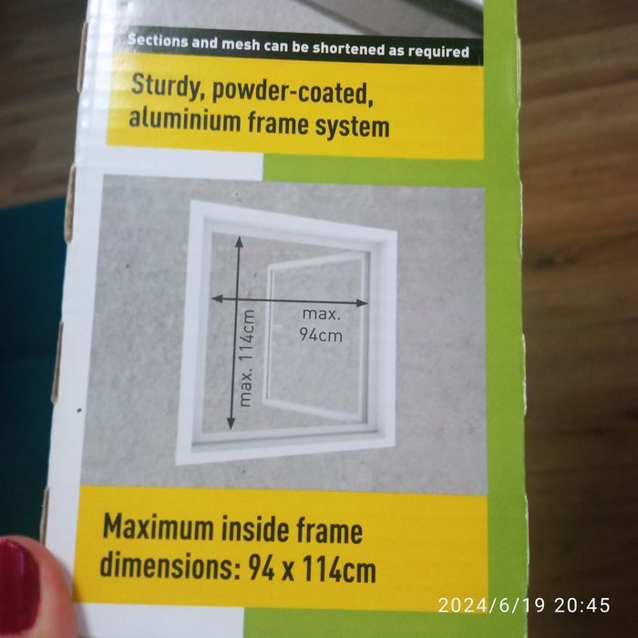 Moskitiera w aluminiowej ramie -okno 100*120cm