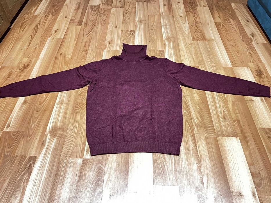 Sweter męski z golfem gładki kolor bordowy Medicine