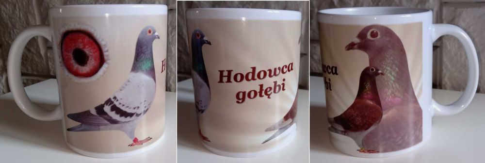 Kubek z gołębiami dla hodowcy