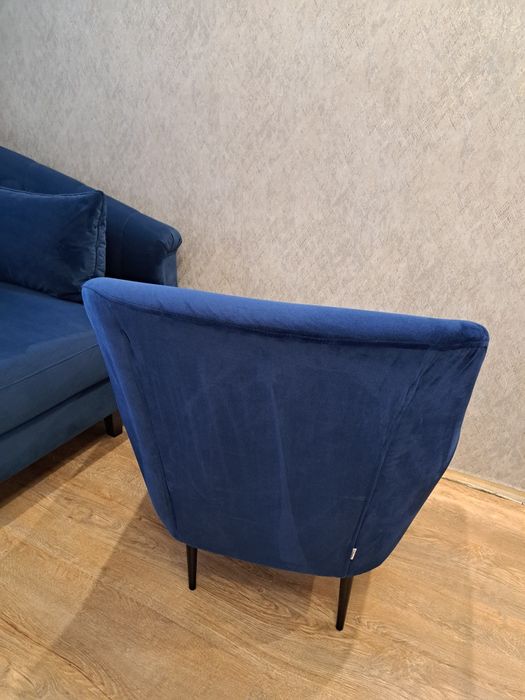 Fotel dziecięcy zamszowy granatowy