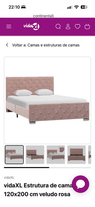 Estrutura de cama 120x200 cm veludo rosa+ colchao 120x200 cm